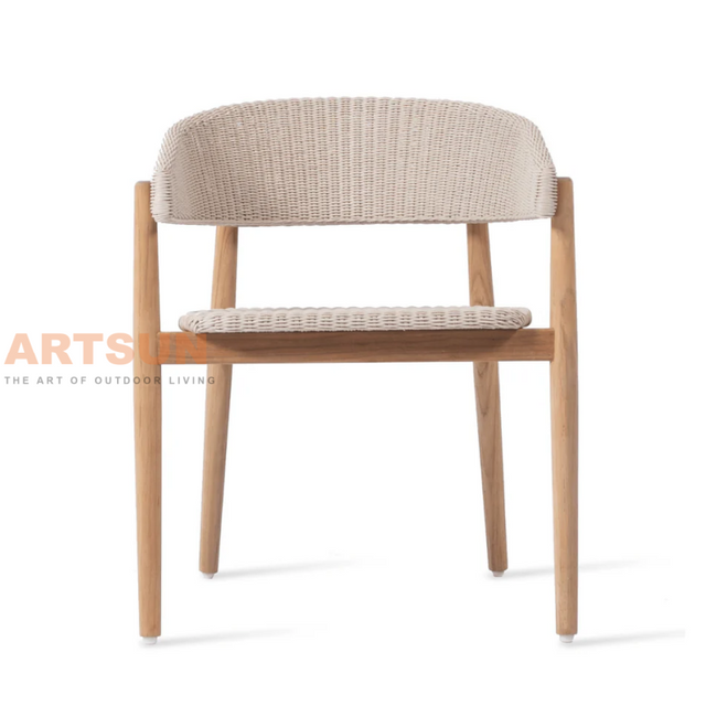 Hot Sale Teak Wood Dining Chair with Woven Rope Design for Hotel