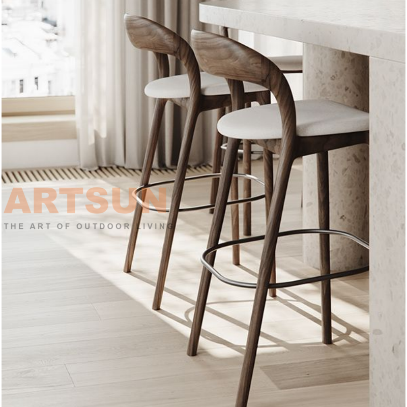 Wooden Bar Chair with PU Leather Seat