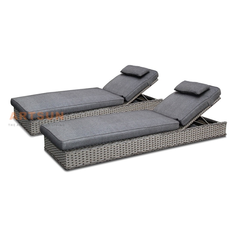  Reclining Synthetic Rattan Sun Lounger for Hotel Villa