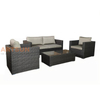 European Leisure Rattan Sofa Set with Cushions and Coffee Table