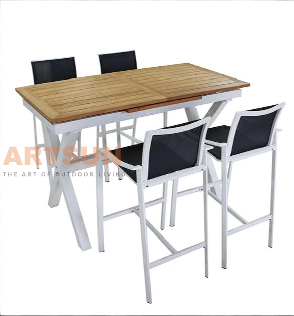High Bar Extendable Table Set with Waterproof Teslin Fabric Backrest