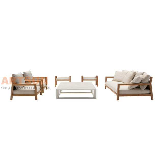 Luxury Sectional Teak Wood Outdoor Sofa for Waiting Room