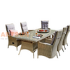 Rattan Dining Set with Tempered Glass Table Top and High Back Rattan Dining Chairs