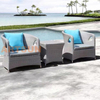 Rattan Coffee Table Set with 2 Rattan Chairs