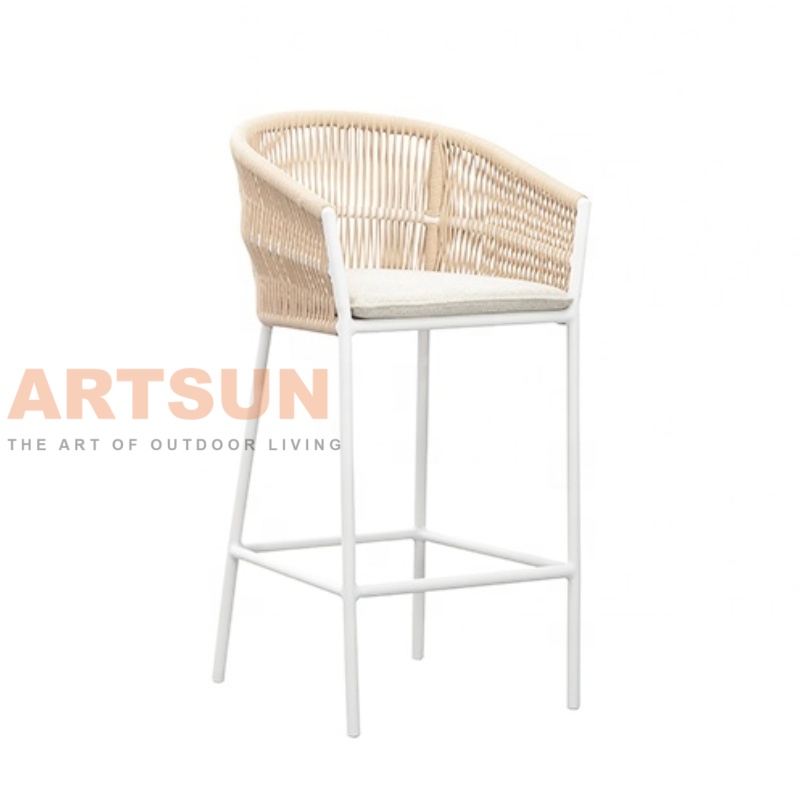 Most Favorable Rope Woven Patio Balcony Bar Table Set