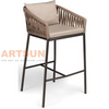 Modern Rope Woven Outdoor Bar Stool with Cushioned Seat and Aluminum Frame
