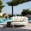 Modern Outdoor Round Sofa with Rope Backrest and Cushions