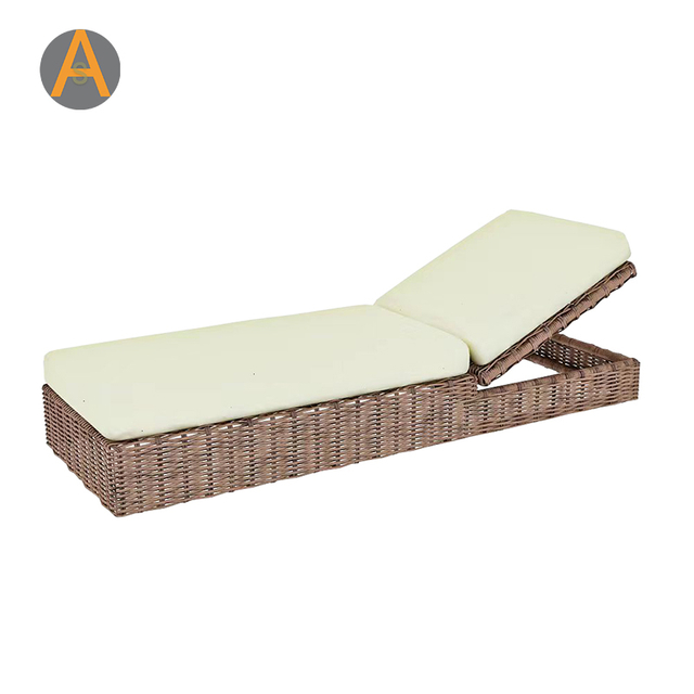 Reclining Wicker Sun Bed Sun Lounger for Outdoor Pool