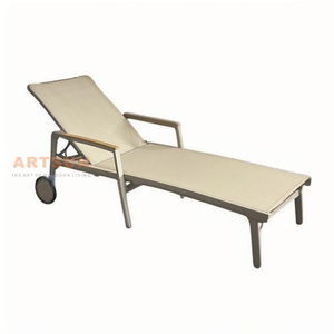Swimming Pool Reclining Outdoor Aluminum Beach Chaise Lounge with Armrest