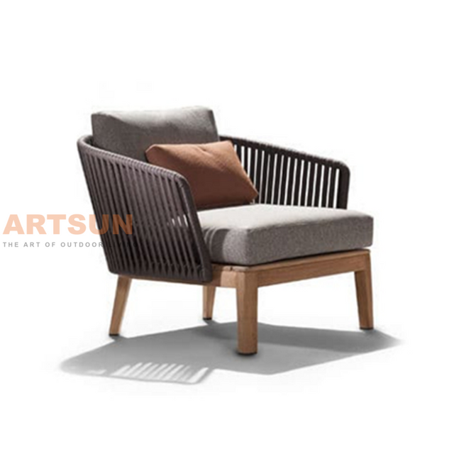 Modern Patio Sofa Armchair with Weather-Resistant Frame & Cushions
