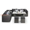 Outdoor Rattan Corner Dining Sofa Set with Cushions and Glass Top Table