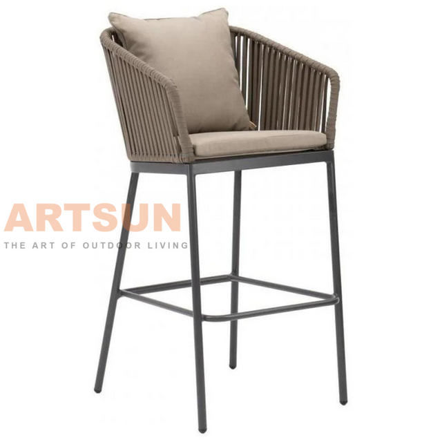 Durable Outdoor Rope Counter Chair with Weather-Resistant Frame
