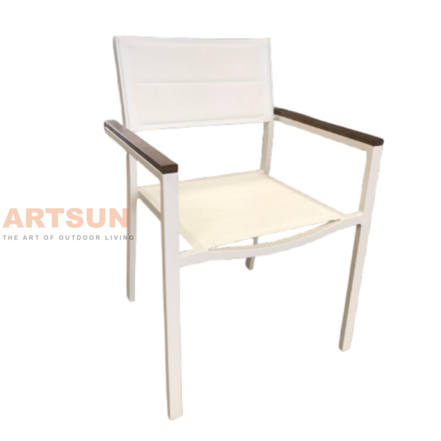 White Breathable Design Stackable Dining Chair for Poolside with Teslin Fabric