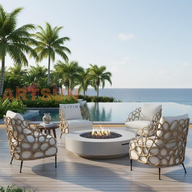 Outdoor Woven Synthetic Rope Sofa Chair for Five Star Hotel Lobby