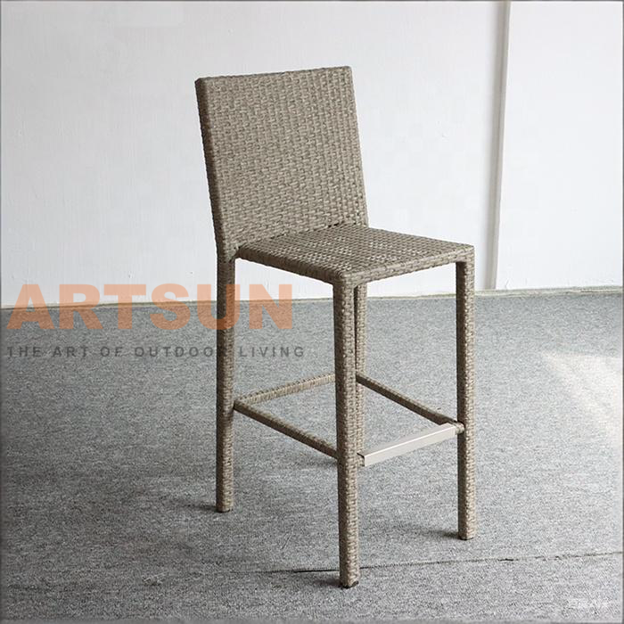 Outdoor Rope Counter Stool Elegant Aluminum Frame Bar Chair for Balcony and Terrace