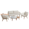 Woven Rope Outdoor Patio Sofa Set with Teak Wood Table