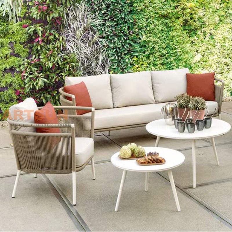 Hot Sale Aluminum Sectional Outdoor Garden Sofa Set with Coffee Table