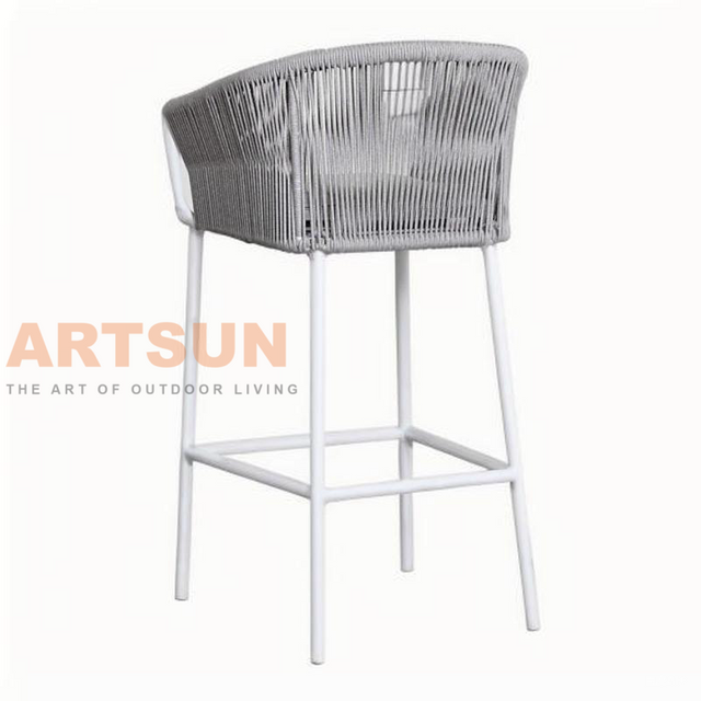 Luxury Outdoor Bar Chair with Handwoven Rope and Comfortable Seat