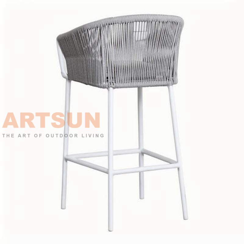 Luxury Outdoor Bar Chair with Handwoven Rope and Comfortable Seat