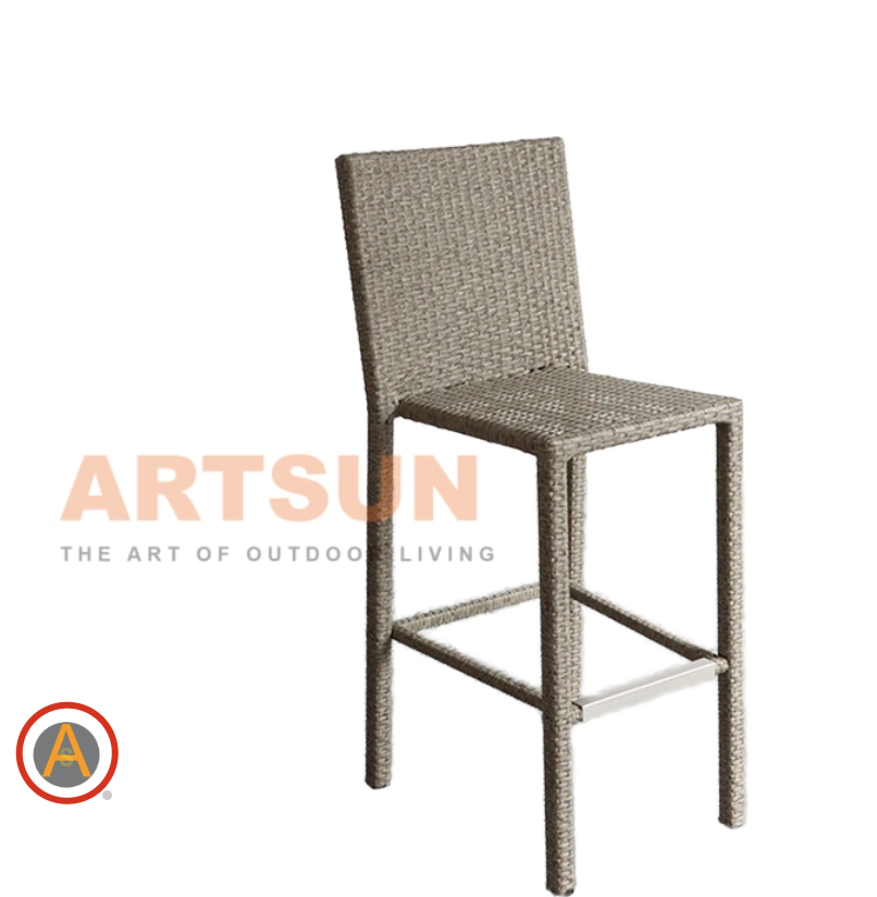 Outdoor Rope Counter Stool Elegant Aluminum Frame Bar Chair