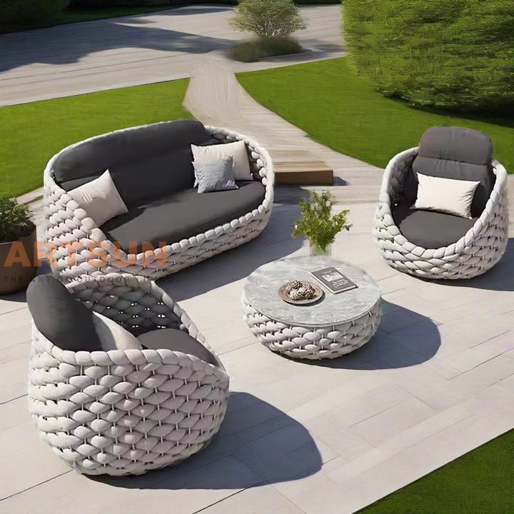 Hot Modern Outdoor Patio PE Rattan Sofa Set for Resort