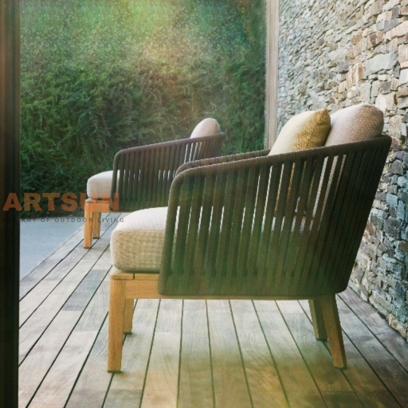 Modern Patio Sofa Armchair with Weather-Resistant Frame & Cushions