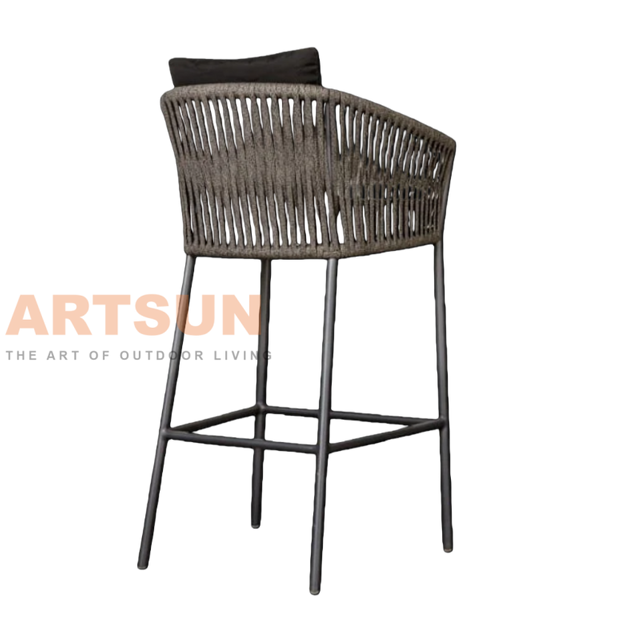 Durable Outdoor Rope Counter Chair with Weather-Resistant Frame