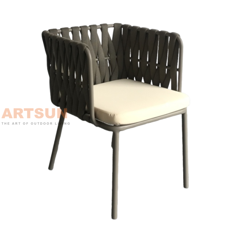 Luxury Rope Woven Aluminum Outdoor Chair for Patio Garden & Hotel Projects
