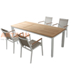 Outdoor Aluminum Dining Set with Teak Tabletop