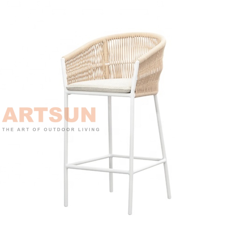 Most Favorable Rope Woven Patio Balcony Bar Table Set