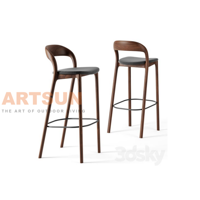 Wooden Bar Chair with PU Leather Seat