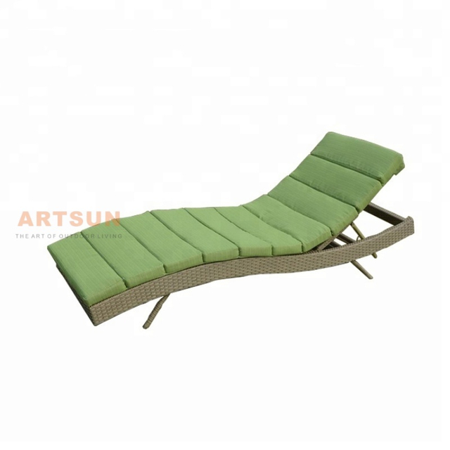 High-End Reclining Rattan Lounger with Mattress for Luxury Hospitality Projects