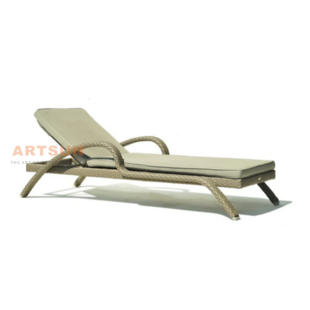 Weatherproof Rattan Reclining Chaise Lounge for Poolside Relaxation