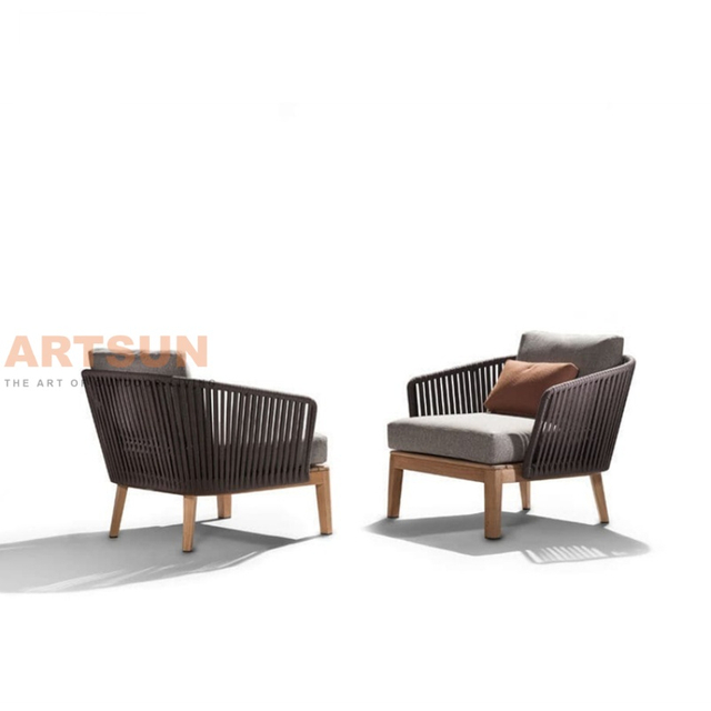 Modern Patio Sofa Armchair with Weather-Resistant Frame & Cushions