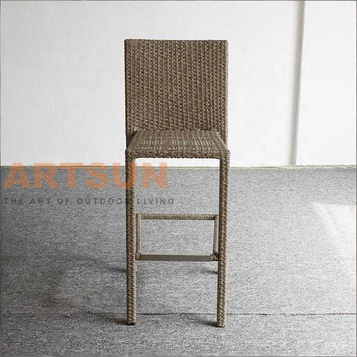 Outdoor Rope Counter Stool Elegant Aluminum Frame Bar Chair for Balcony and Terrace