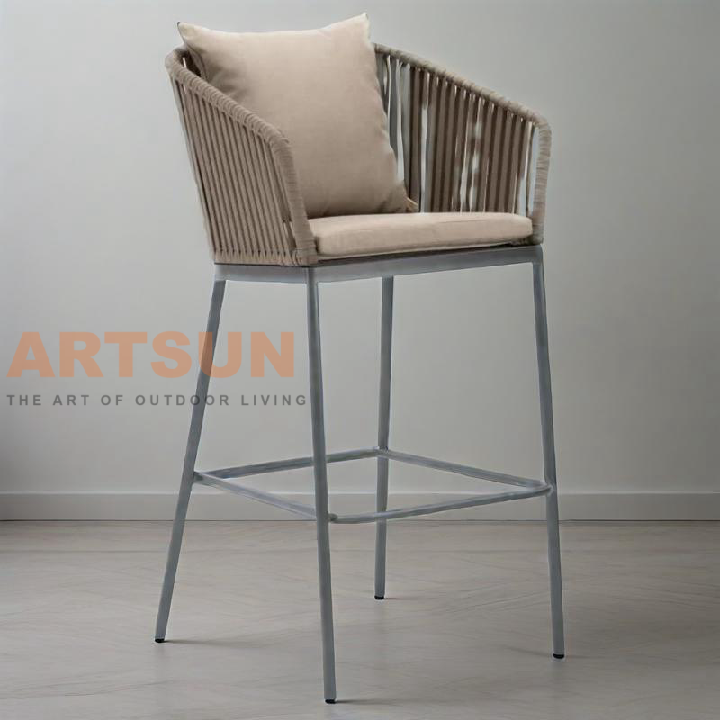 Durable Outdoor Rope Counter Chair with Weather-Resistant Frame