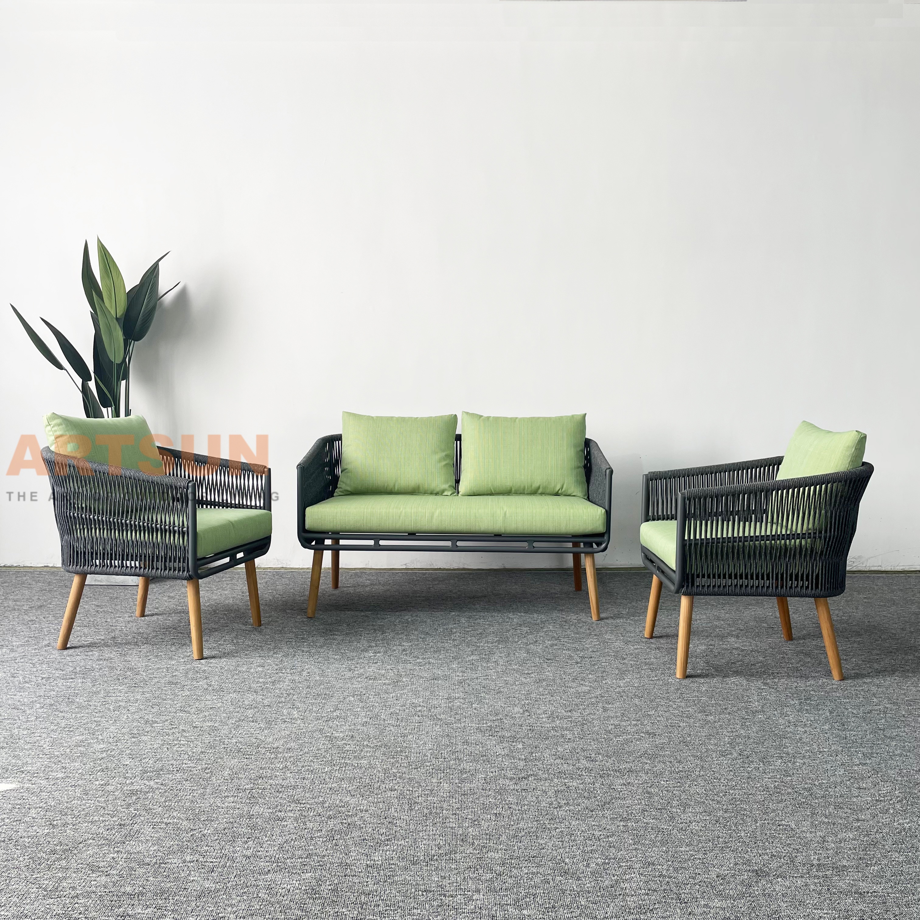 Most Popular Woven Rope Light Weight Garden Sofa for Outdoor Relaxing