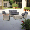 Outdoor Rattan Sofa Set with Cushions and Coffee Table – 4 Piece Patio Furniture