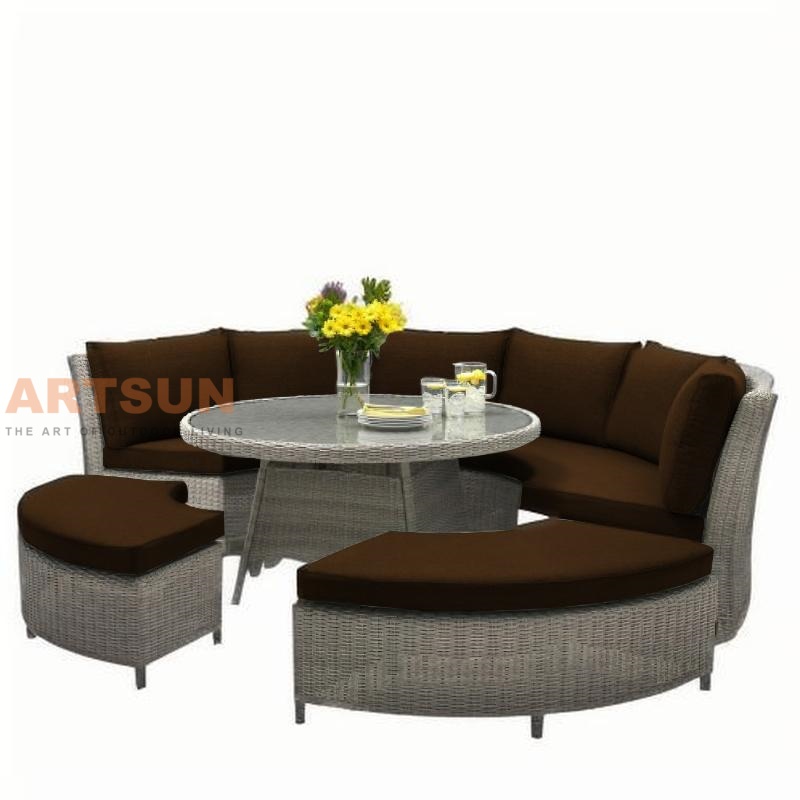 Circle Shape Rattan Wicker Garden Conversational Sofa Set for Outdoor