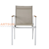 Outdoor Aluminum Chair with Teak Wood Accent Armrest