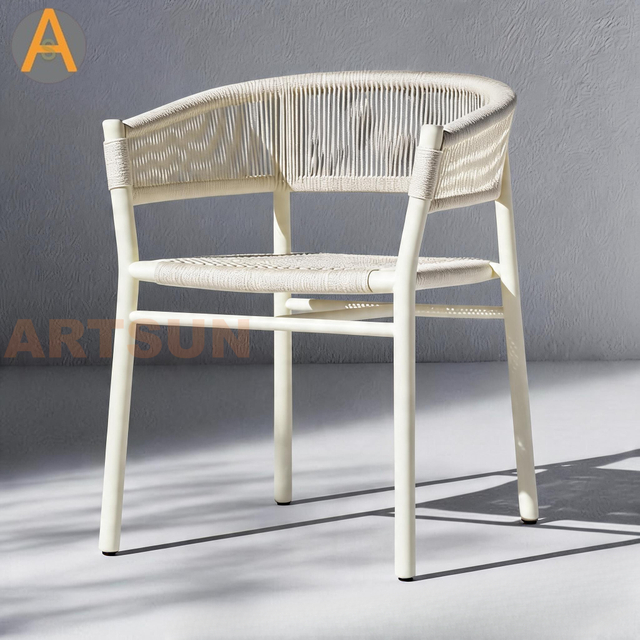Commercial High Quality Durable Wicker Patio White Chair for Garden