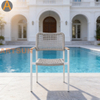 Premium New Design Stacking Outdoor Patio Garden String Weaving Weather Resistant Warranty Dining Chair for Resort Hotel Villa Restaurant Poolside Hospitality