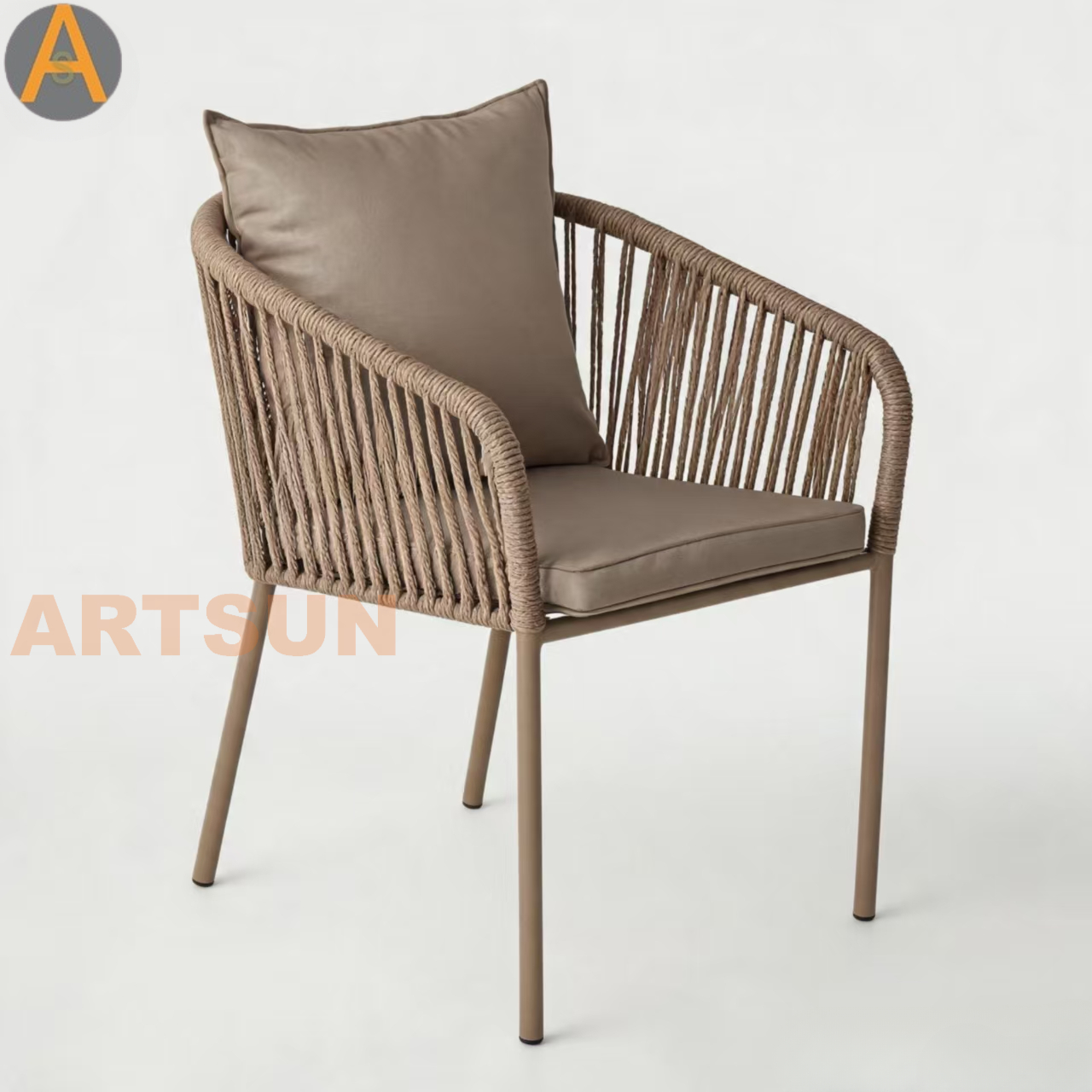 Rattan Garden Weaving Outdoor Rope Chair with Cushion