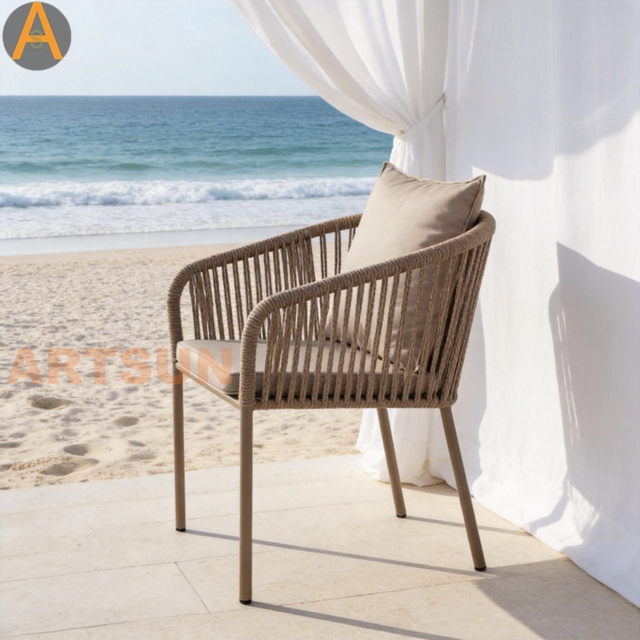Rattan Garden Weaving Outdoor Rope Chair with Cushion