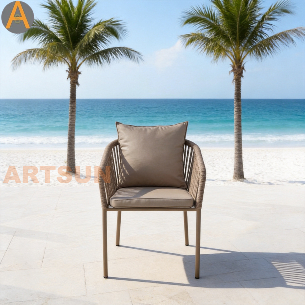 Rattan Garden Weaving Outdoor Rope Chair with Cushion