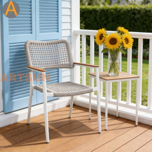 Premium New Design Stacking Outdoor Patio Garden String Weaving Weather Resistant Warranty Dining Chair for Resort Hotel Villa Restaurant Poolside Hospitality